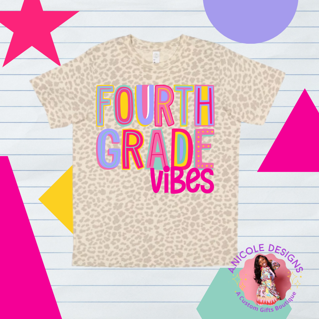 Leopard Print Grade Level T-Shirt (Pink)