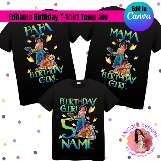Editable Birthday T-Shirt Template-Encanto